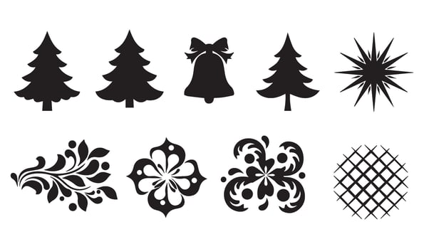 Beautiful Floral Flowers Stencil Vectors Silhouette Pattern with Artistic Swirl Ornaments and Retro Scroll Leaf for Nature-Inspired Decoration