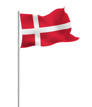 Denmark flag waving on pole.Isolated national flag of Denmark png