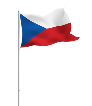 Czech Republic flag waving on pole.Isolated national flag of Czechia png