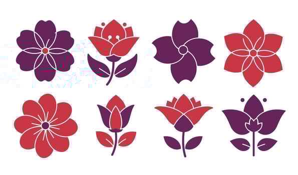 Blooming Floral Silhouettes with Elegant Rose and Petal Shapes vector