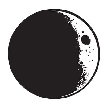 the moon is shown in black and white vector