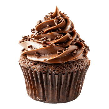 Delicious Chocolate Cupcake with Swirled Frosting and Chocolate Sprinkles A tempting treat for chocolate lovers png