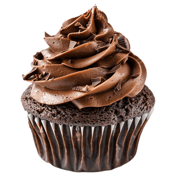 Chocolate Cupcake with Swirled Frosting and Chocolate Shavings png