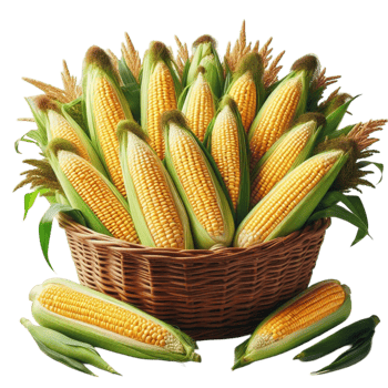 Abundant Corn Basket with Green Husk png