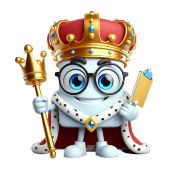 Cartoon King Character with Royal Crown png
