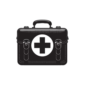 Black and White First Aid Kit with Medical Cross vector