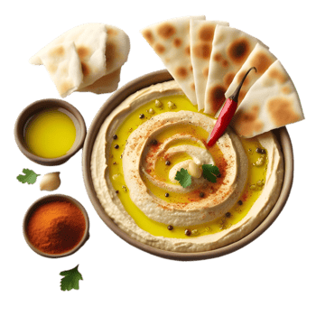 Baba Ghanoush with Pita and oliv oile png