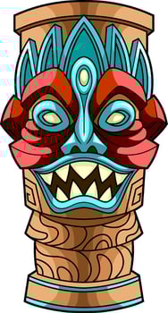 Mythological Tiki Idol With Abstract Carvings And Sacred Symbolism vector