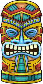 Ancient Hawaiian Tiki Totem With Bright Colors And Sacred Ethnic Symbols vector