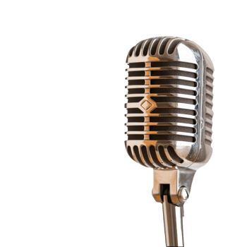 Vintage-style microphone with chrome finish, classic design, isolated on white background, music and performance concept png
