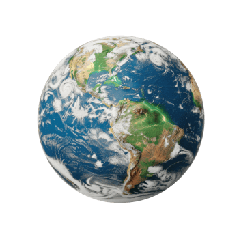 Detailed View of Earth from Space with Lush Green Land, Water Bodies, and Atmospheric Clouds Captured in High Resolution png