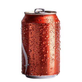 Close-Up of a Cold Metallic Can with Water Droplets on Surface, Isolated Against a Transparent Background png