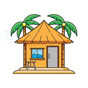 Beachside Surf Shack with Bamboo Walls. vector