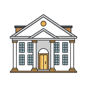 Elegant White Colonial House with Pillars. vector