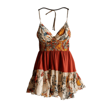 Vibrant Floral Pattern Dress with Adjustable Straps and Ruffled Hem for Summer Fashion and Casual Outings png