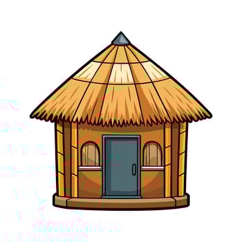Elegant Small Bamboo Hut with Thatched Roof. vector