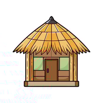 Unique Small Bamboo Hut with Thatched Roof. vector