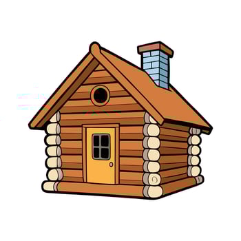 Log Cabin with Stone Chimney. vector