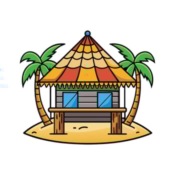 Tropical Bamboo Hut on Beach vector