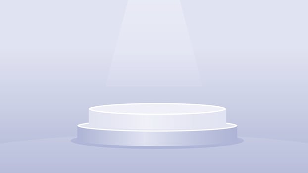 Elegant white product display podium with a spotlight effect, perfect for branding, advertisements, and mockups. Ideal for showcasing cosmetics, tech gadgets, or luxury items. vector