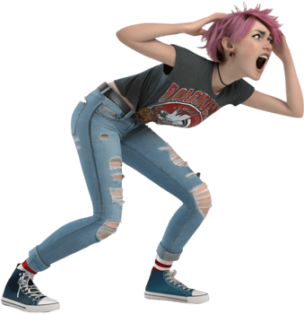 Confident Punk Girl Cartoon with Bold Expression. . png
