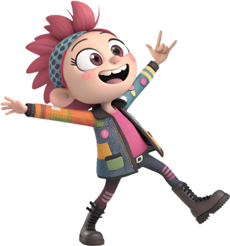 Cute Rebel Punk Girl Cartoon with Attitude. . png