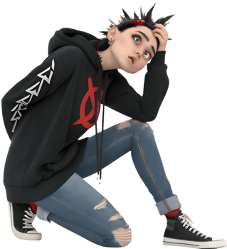 Cool Punk Girl Cartoon Character with Stylish Attitude. . png
