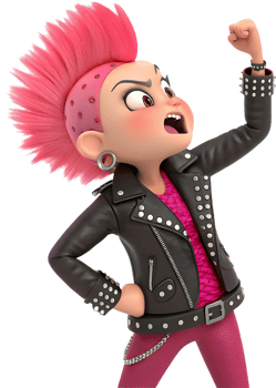 Youthful Punk Girl in Colorful Fun Outfit. . png