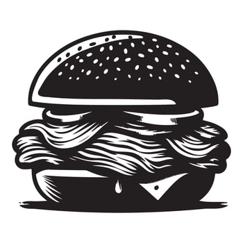 Delicious Burger Silhouette Illustration Perfect for Food Graphics vector