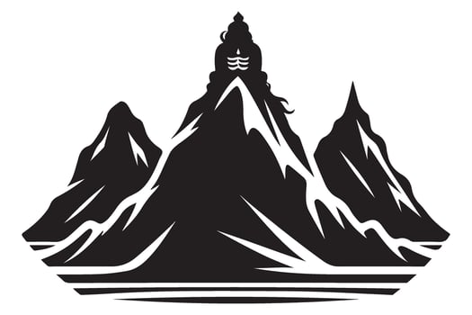 Majestic Mountain Silhouette Illustration with Spiritual Emblem Design vector