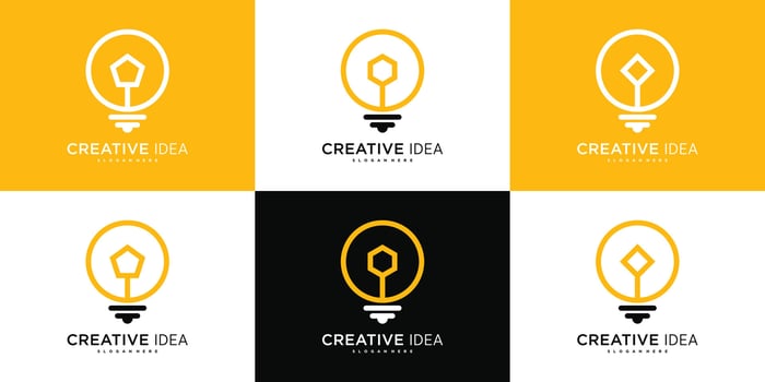 Smart bulb logo design abstrack with syimbol geometric vector