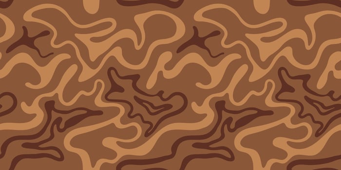 1970s trippy seamless pattern. Marble acrylic swirl pattern. Coffee or chocolate liquid texture vector