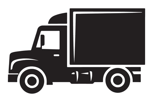 Delivery Truck Black Silhouette Logistics and Transportation Image vector