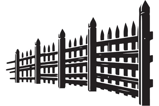 Perspective Wooden Picket Fence Design Illustration Enhances Property Appeal vector