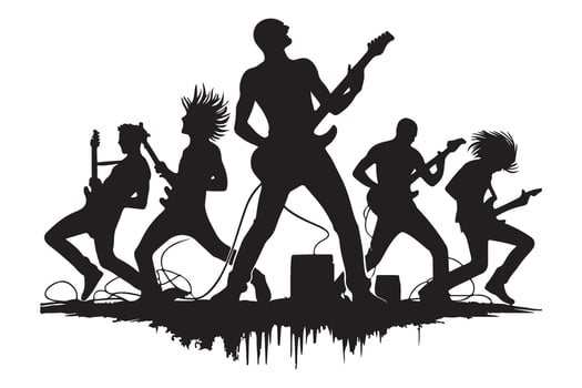 Rock Band Silhouette Illustration Music Concert Event Artwork vector