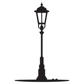 Simple Silhouette Black and White Street Lamp Illustration vector