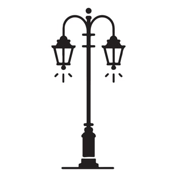 Elegant Black and White Two Light Lamp Post Illustration vector
