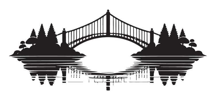 Bridge Silhouette Illustration Art Landscape Scenic View vector