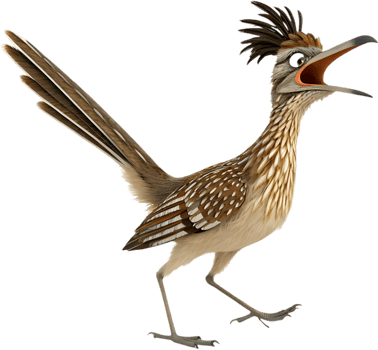 Charming Cartoon Roadrunner Bird in Action. . png