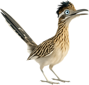 Roadrunner Bird in Motion with an Animated Style. . png