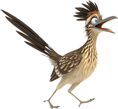 Cute Southwest Roadrunner Bird in a Fun Scene. . png