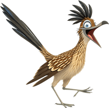 Cartoon Roadrunner Bird Running with Joy. . png
