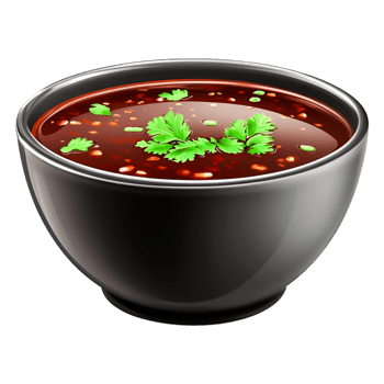 Fresh Spicy Sauce with Green Herbs in a Black Bowl on png