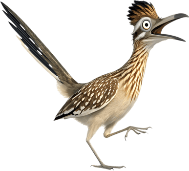 Roadrunner Bird with Cute and Expressive Look. . png