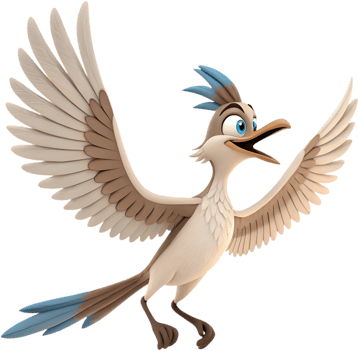 Running Roadrunner Bird with Playful Style. . png