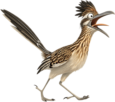 Digital Roadrunner Bird in Wildlife Scene. . png