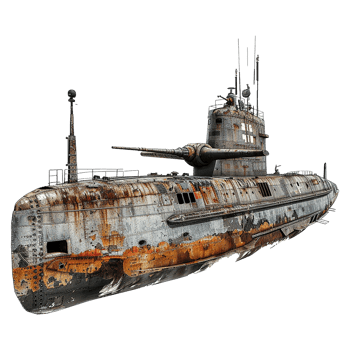 A Rusty Relic of the Sea A World War II German Uboat Wreckage png
