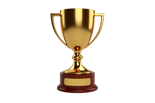 Elegant Gold Trophy Cup with Wooden Base on Transparent Background, Symbolizing Triumph and Prestige png