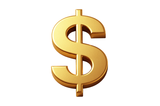 Lustrous Golden Dollar Sign Symbol on Transparent Background, Perfect for Finance and Wealth Graphics png