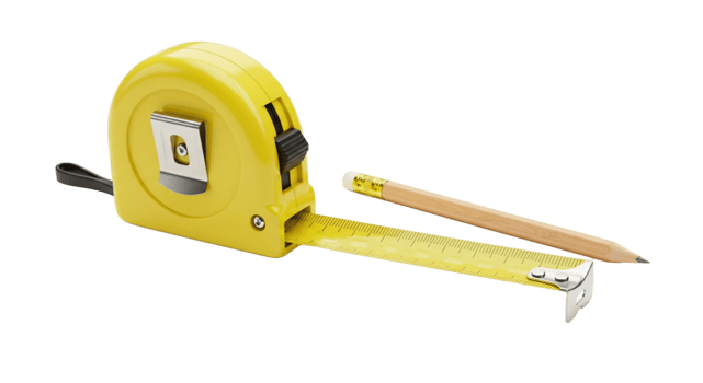 Measuring tape and pencil on transparent background png
